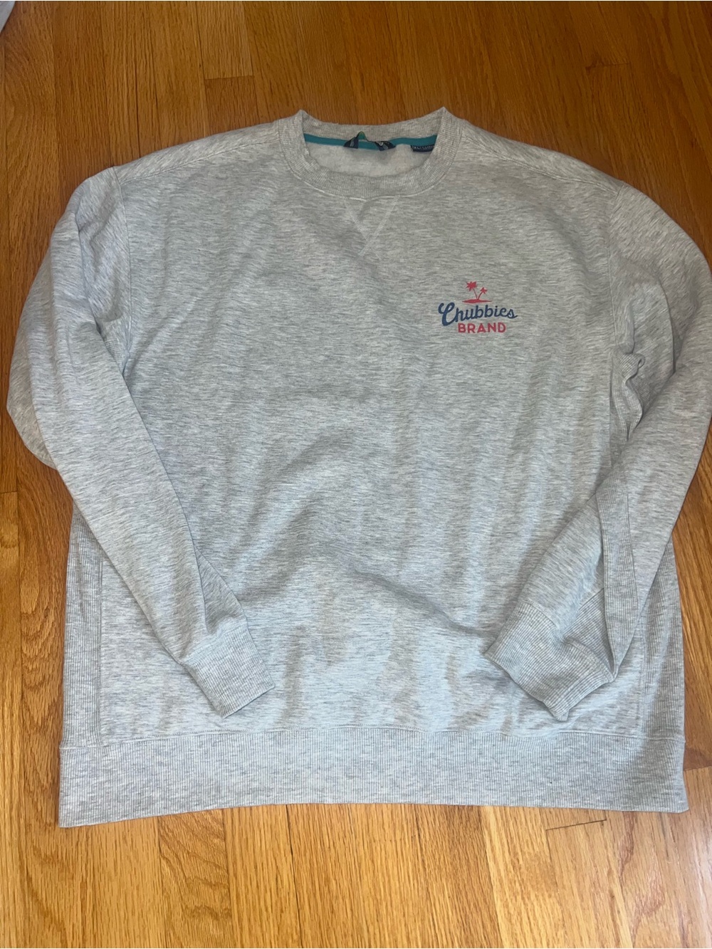 chubbies Light Heather Gray Crewneck Sweatshirt with Chest Logo